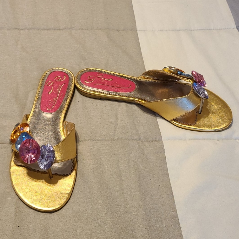Jeweled Gold Sandals Size 9.5
